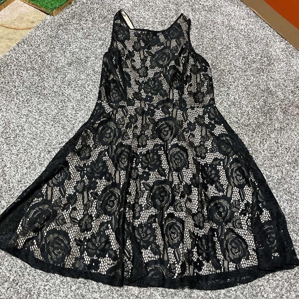 NEW Speechless Black Lace Overlay Sleeveless Dress Fit And Flare Large NWT